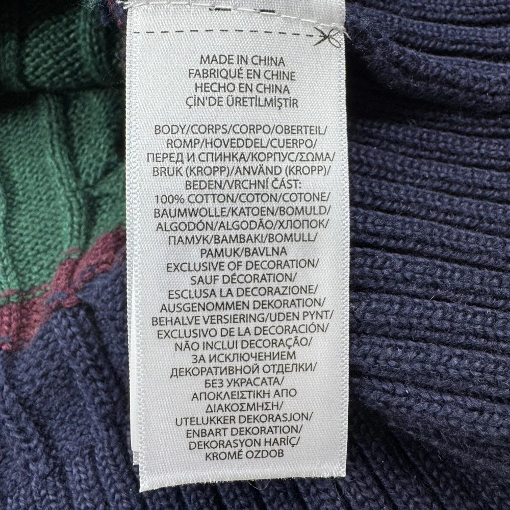 Polo Ralph Lauren Mens Cable Knit Striped Crewneck Sweater Cotton Medium
